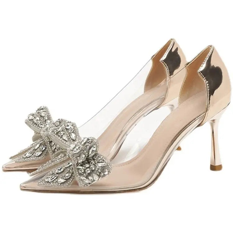 Rhinestone Crystal Transparent Heels fashionnsio