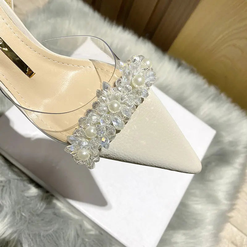 Transparent Crystal Pointed-toe Heels fashionnsio