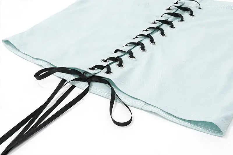 Bow Stitching Lace Up Top fashionnsio