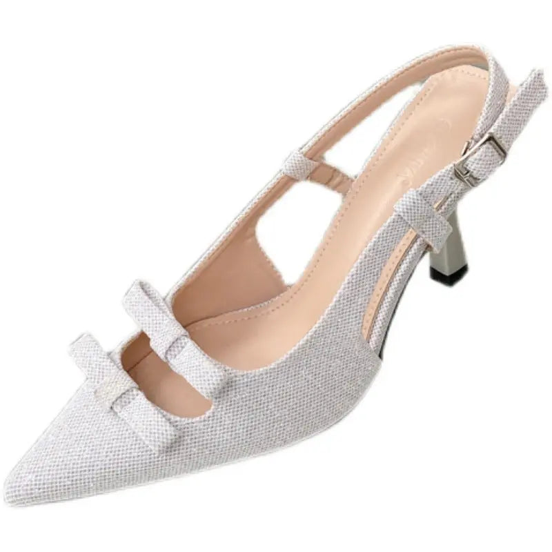 Bow Knot Slingback Heels fashionnsio