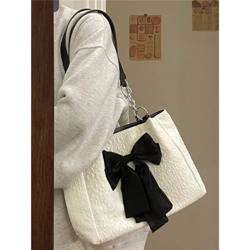 Bow Tote Large Shoulder Bag fashionnsio