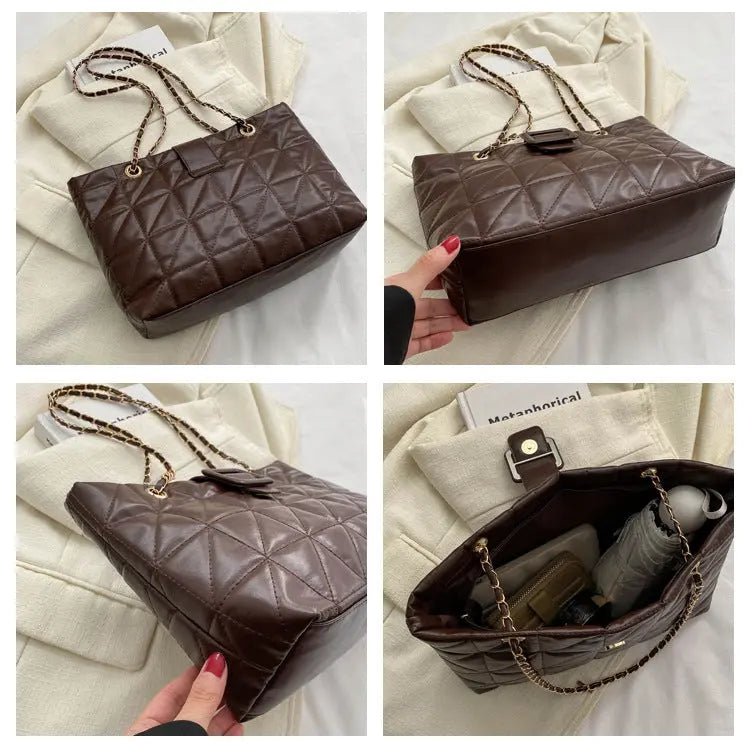 Buckle Chain Large Tote Bags fashionnsio