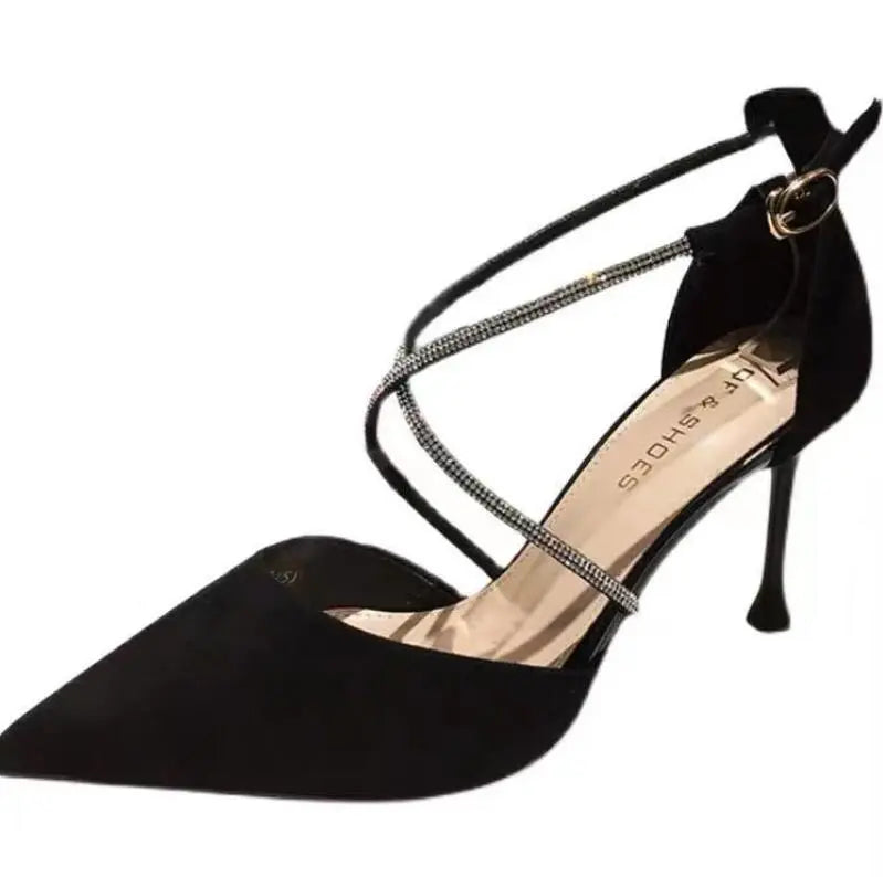 Rhinestone Cross strap High Heels fashionnsio