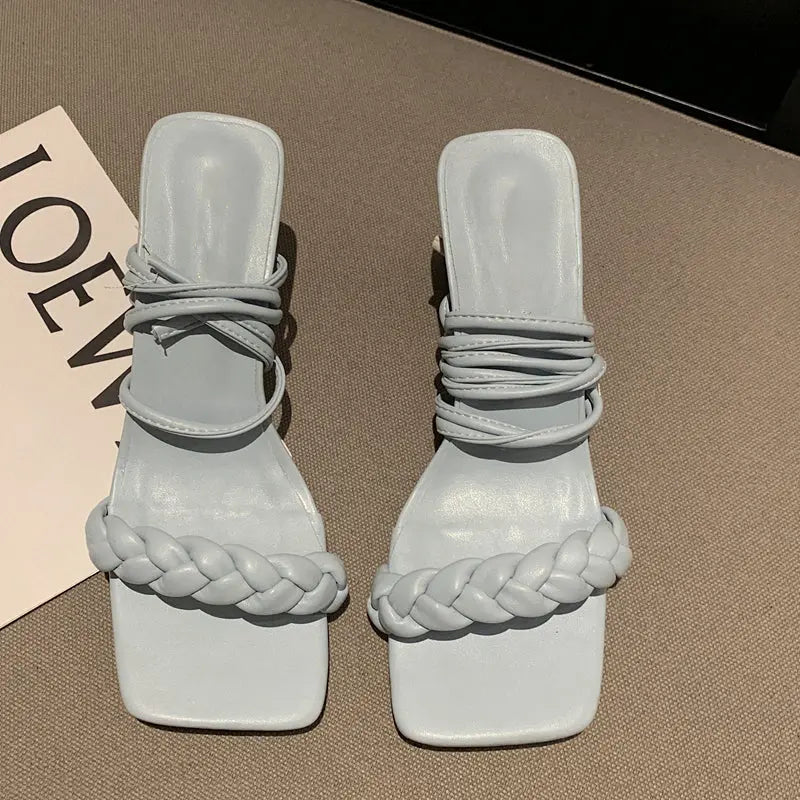 Candy Braided Lace Up Heels fashionnsio