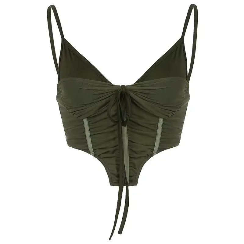 Bow Pleated Corset Top fashionnsio