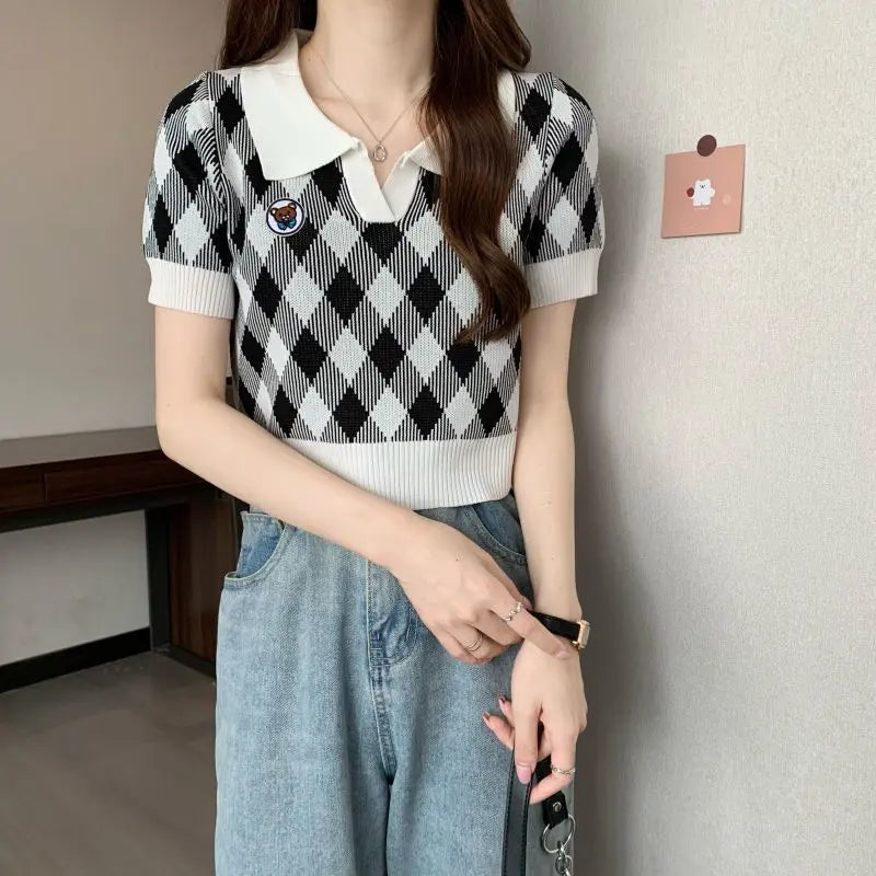 Polo Silk Knitted Crop Top fashionnsio