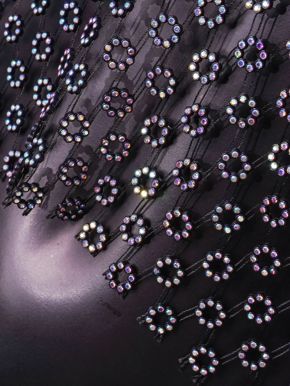 Flower Rhinestone See Through Top fashionnsio