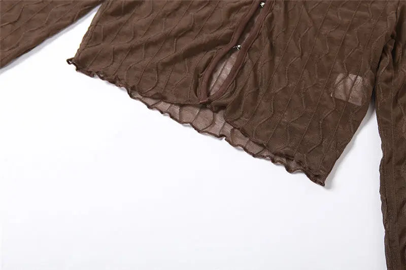 Mesh Long Sleeve Crop Cardigan/Top fashionnsio