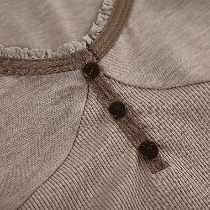 Puff Sleeve V-neck Ruffle Top fashionnsio