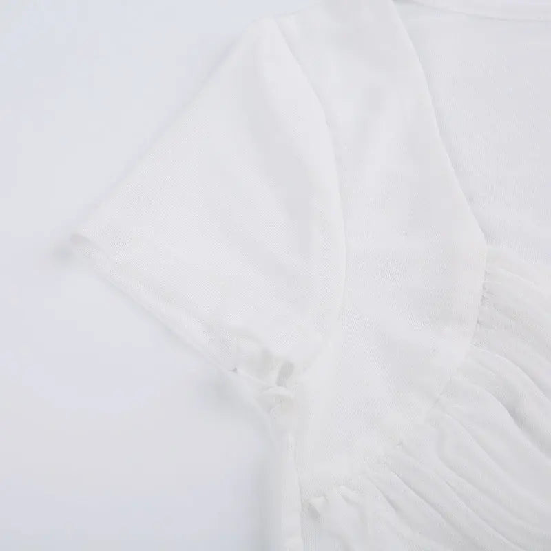 Mesh Lace-up Knot Top fashionnsio