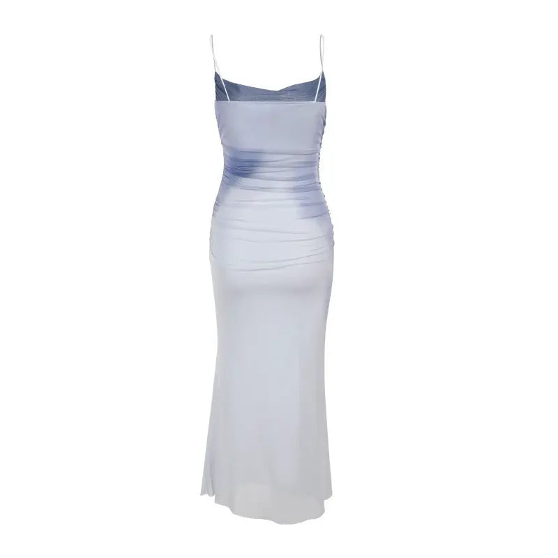 Gradient Mesh Pleated Bodycon Dress fashionnsio