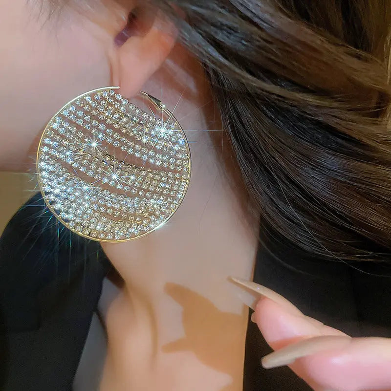 Full Diamond Round Hoop Earrings fashionnsio