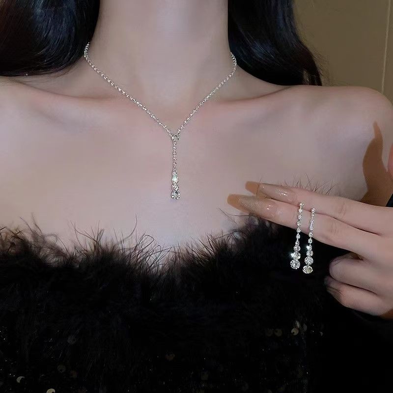 Liquid Diamond Necklace Set fashionnsio