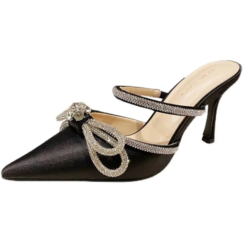 Rhinestone Crystal Butterfly Knot Heels fashionnsio