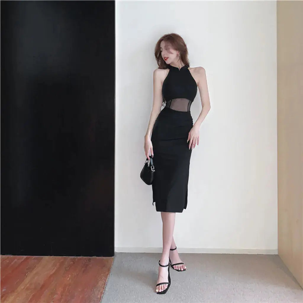Mesh Sexy Black Dress fashionnsio