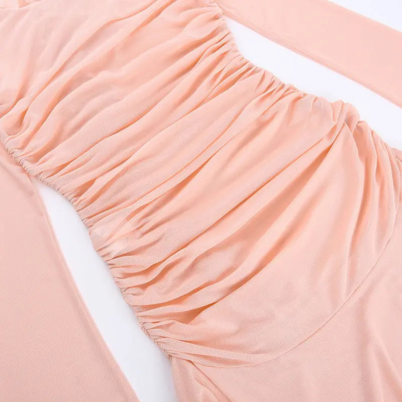 Pleated Ruffle Tassel Mini Dress fashionnsio