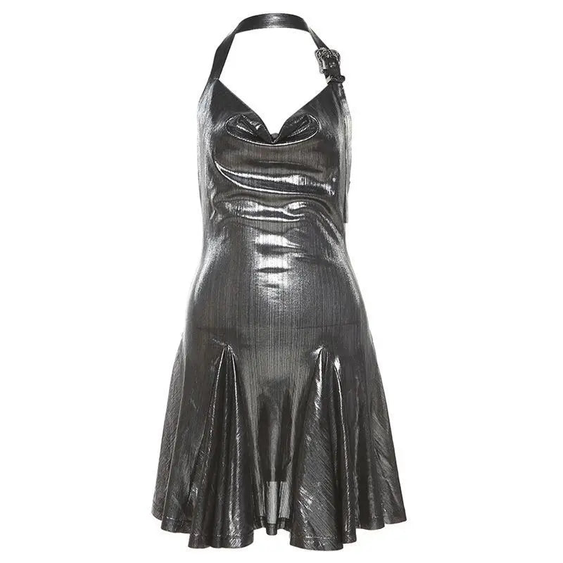Halter Shiny Mini Women fashionnsio