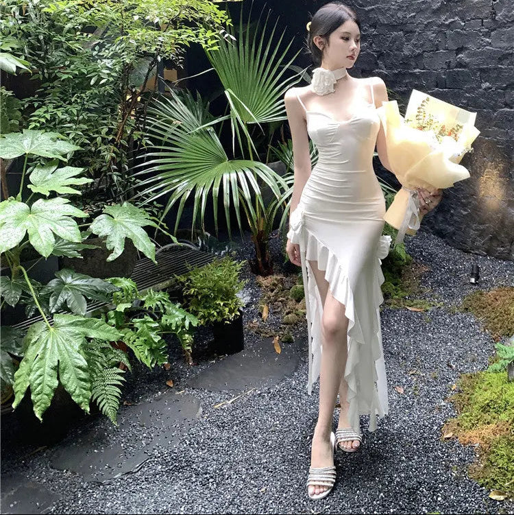 Flowers Ruffles Bodycon Dress fashionnsio