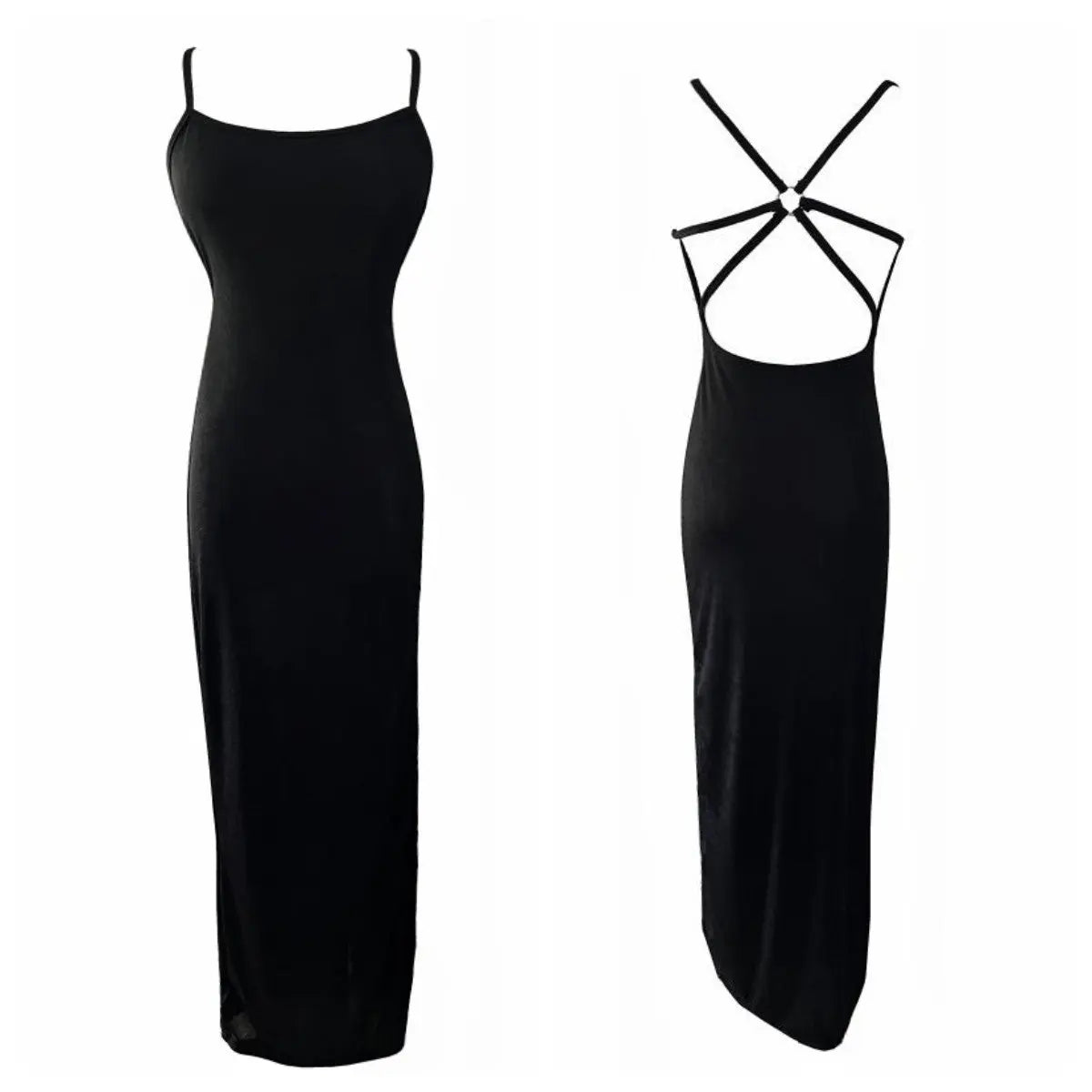 Backless Long Slit Dress fashionnsio