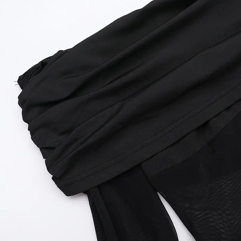Off-shoulder Mesh Bodycon Long Dress fashionnsio