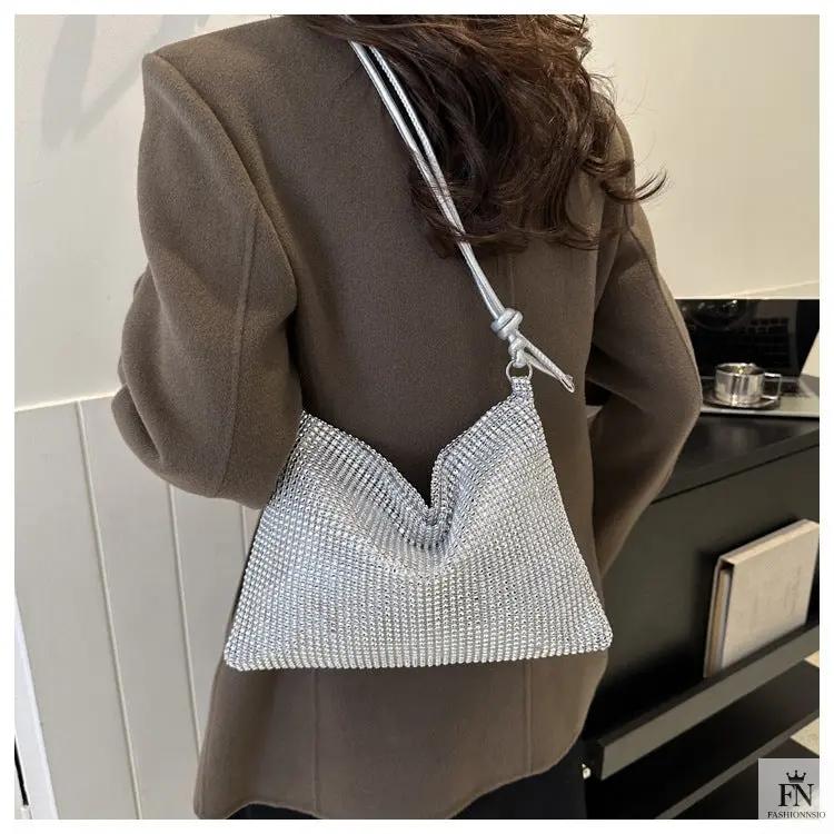 Crystal Inlaid Knot Shoulder Bags - Fashionnsio