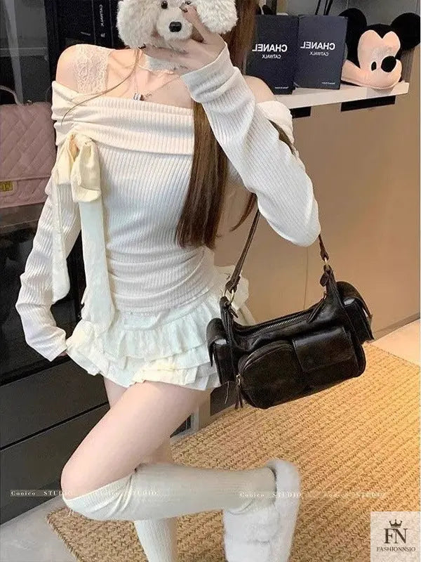 Cute Off-shoulder Bow Top - Fashionnsio