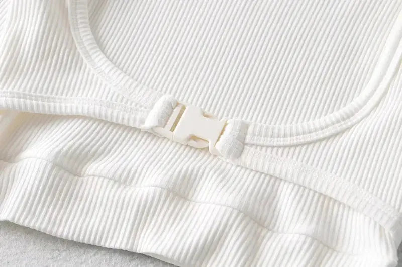 Fake 2 Piece Buckle Long Sleeve Top fashionnsio