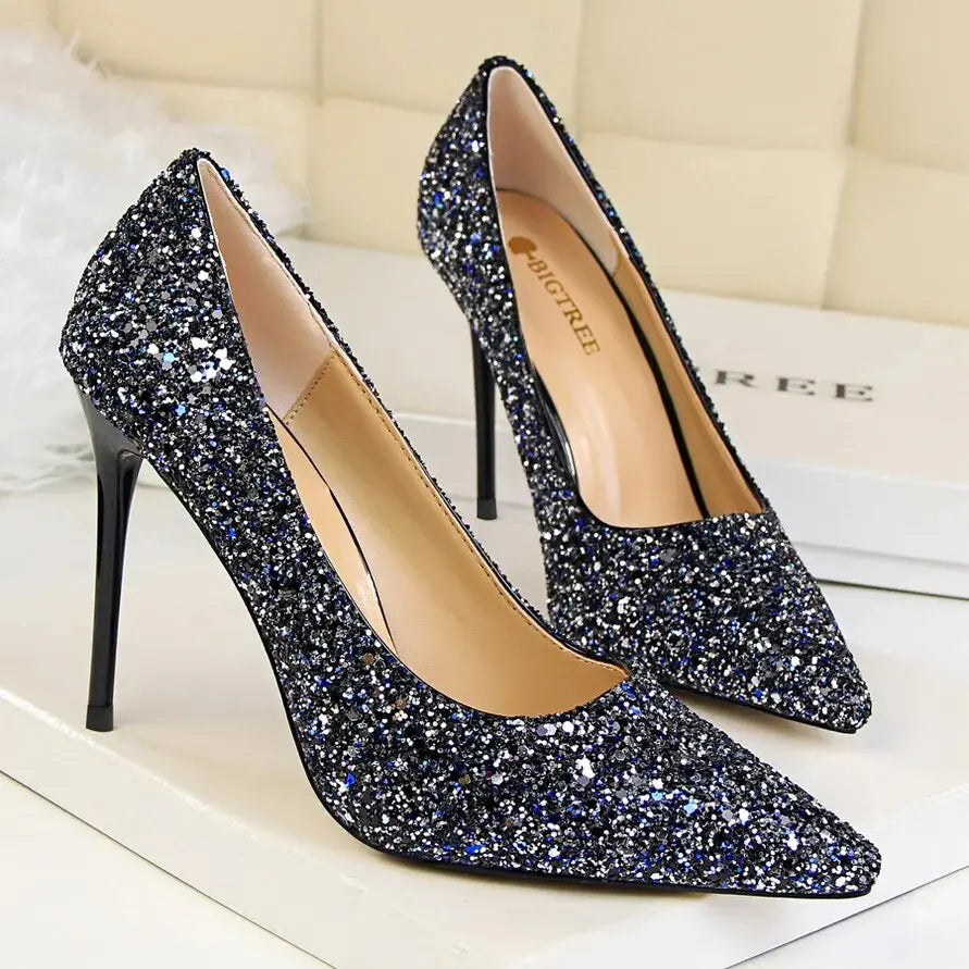 Sequins Glitter Luxury Pointed Heels fashionnsio