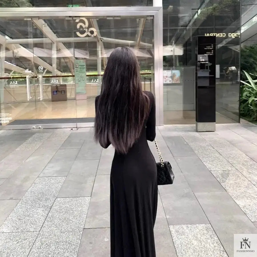 Knitted Long Sleeve Maxi Dress - Fashionnsio