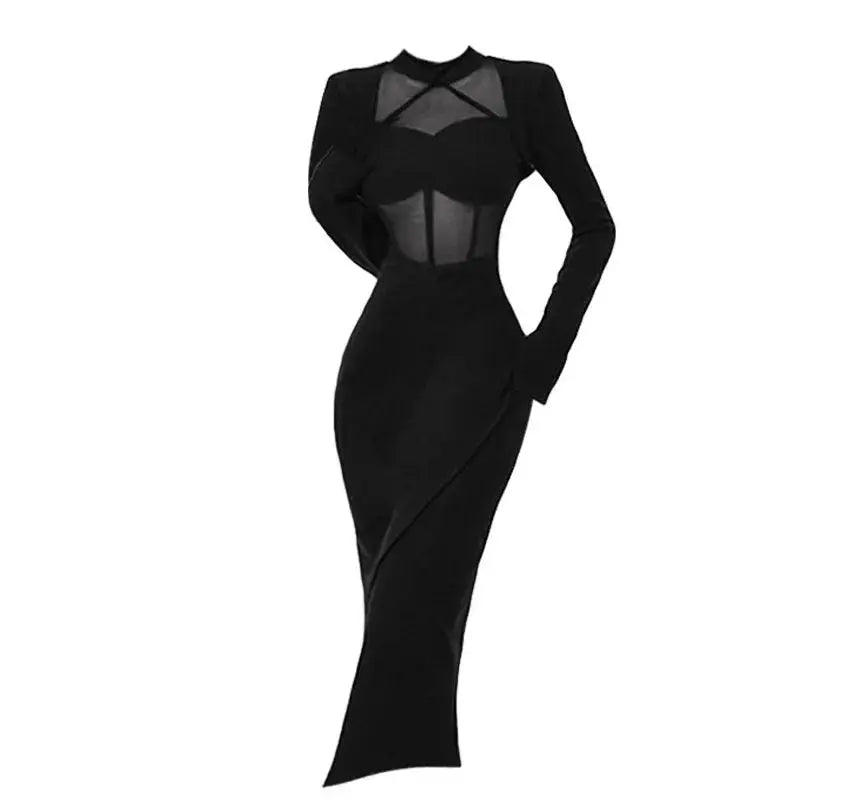 Sexy Black Mesh Dress fashionnsio
