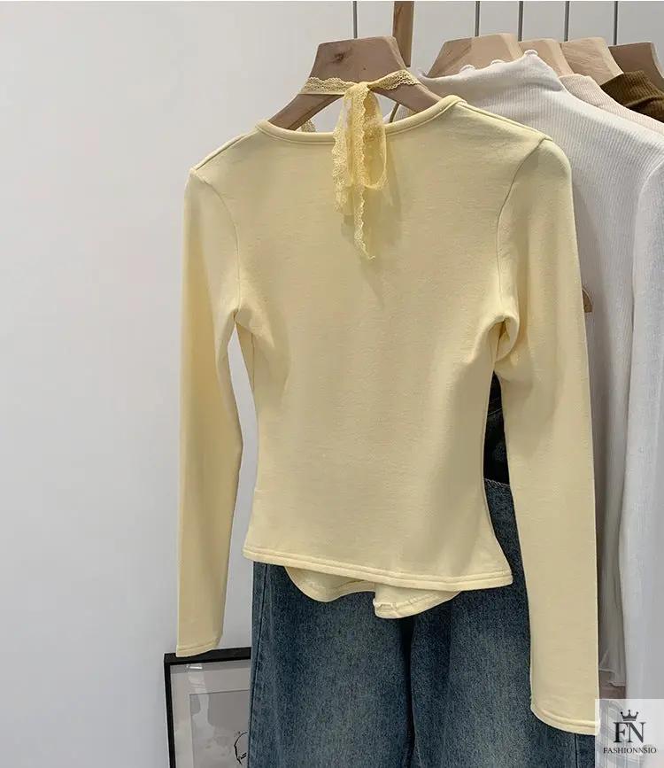 Lace Button Halter Tops - Fashionnsio