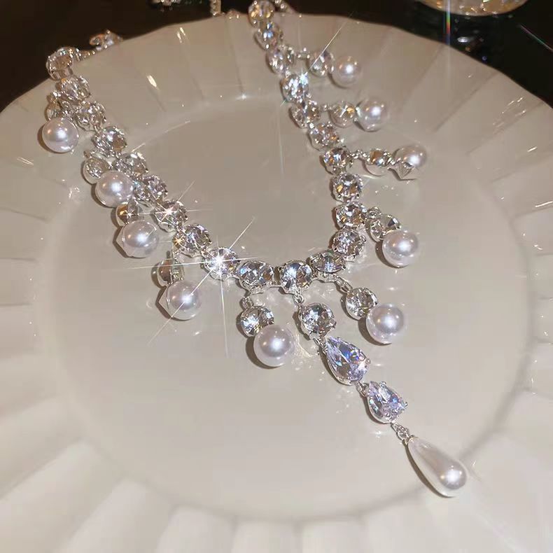 Pearl Tassel Diamond Necklace