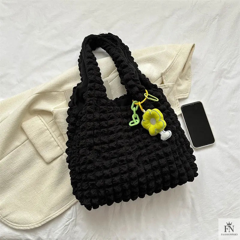 Pleated Bubble Flower Tote Bags - Fashionnsio
