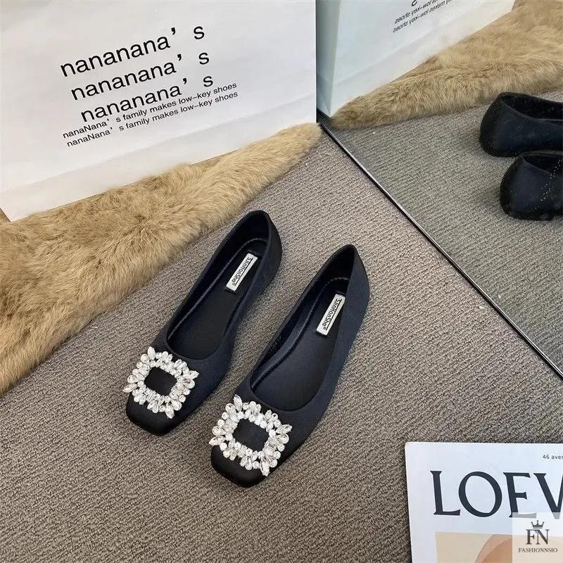 Rhinestone Embellish Women Flats - Fashionnsio