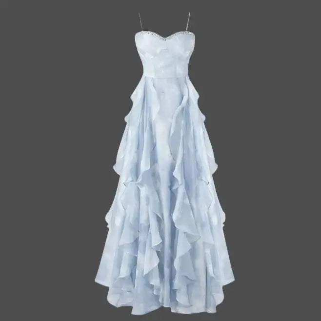 Tie Dye Ruffle Summer Dress fashionnsio