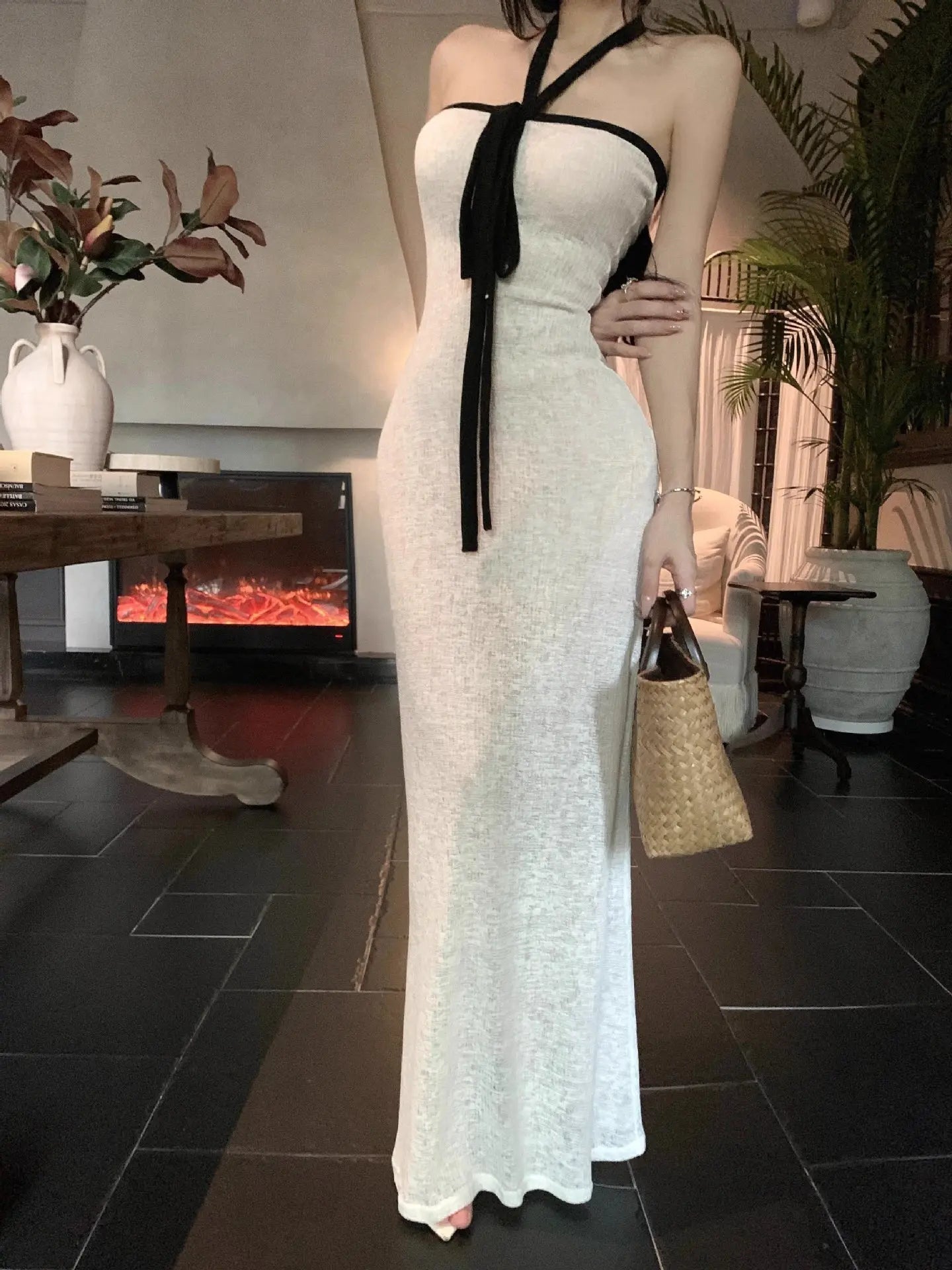 Halter Slim Fit Long Dress - Fashionnsio