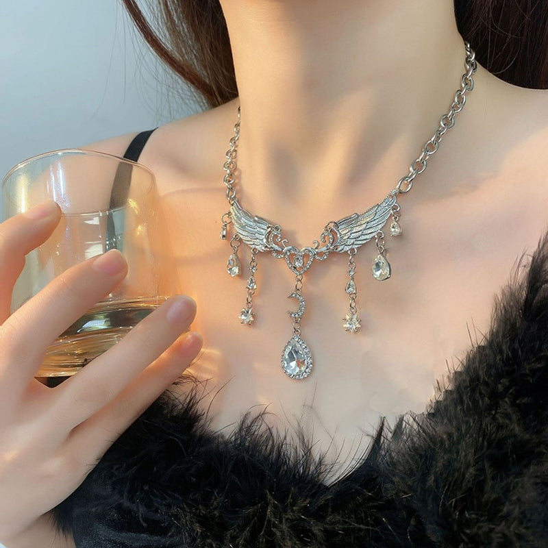 Wings Waterdrop Heart Necklace - Fashionnsio