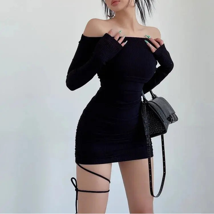 Off Shoulder Sexy Knitted Dress fashionnsio