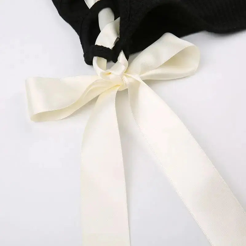 Multi Bow Lace-up Cut-out Top fashionnsio