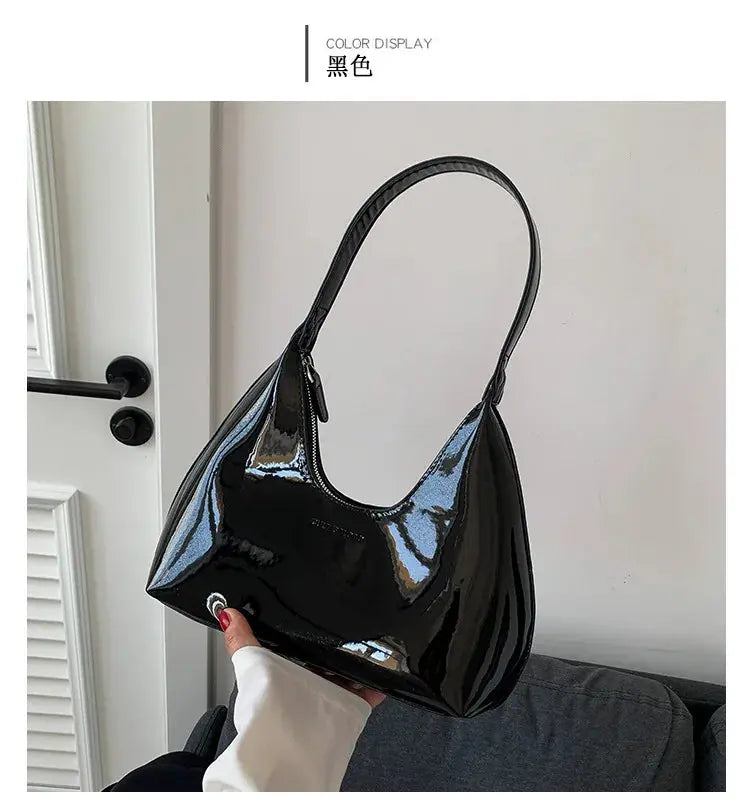 Y2k Metallic Half Moon Shoulder Bags fashionnsio