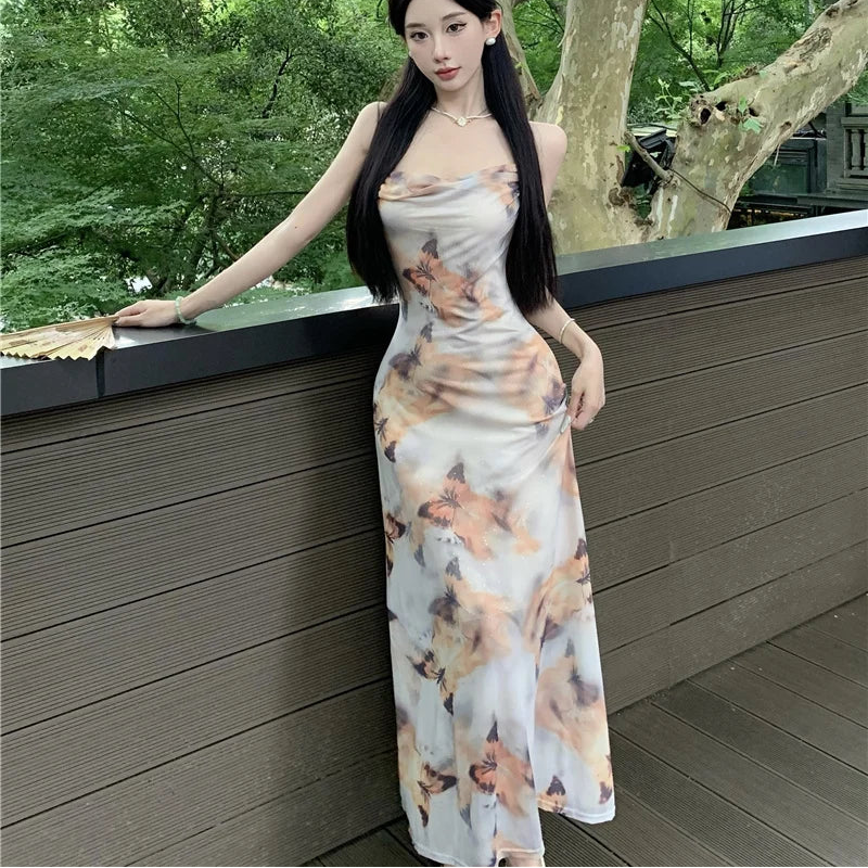 Butterfly Pattern Maxi Dress - Fashionnsio