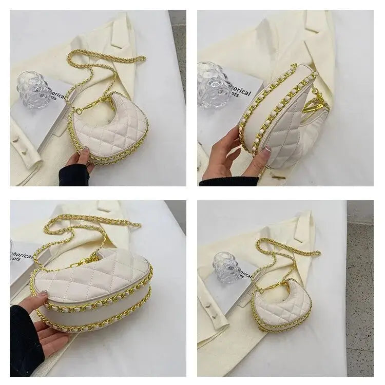 Half Moon Chain Sling Bags fashionnsio