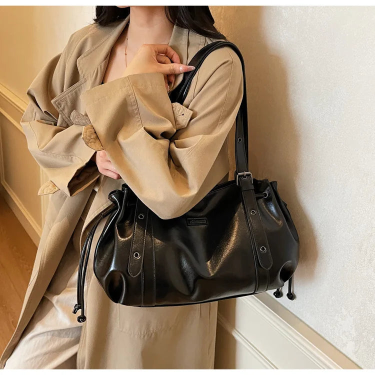 Pleated Large Shoulder Bags - Fashionnsio