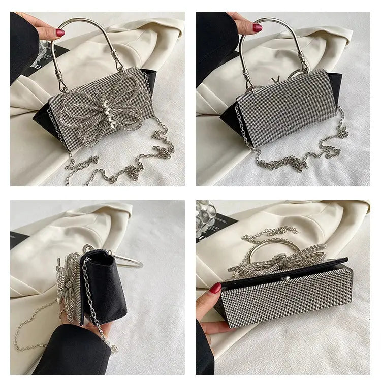 Butterfly Shiny Diamond Handbags fashionnsio