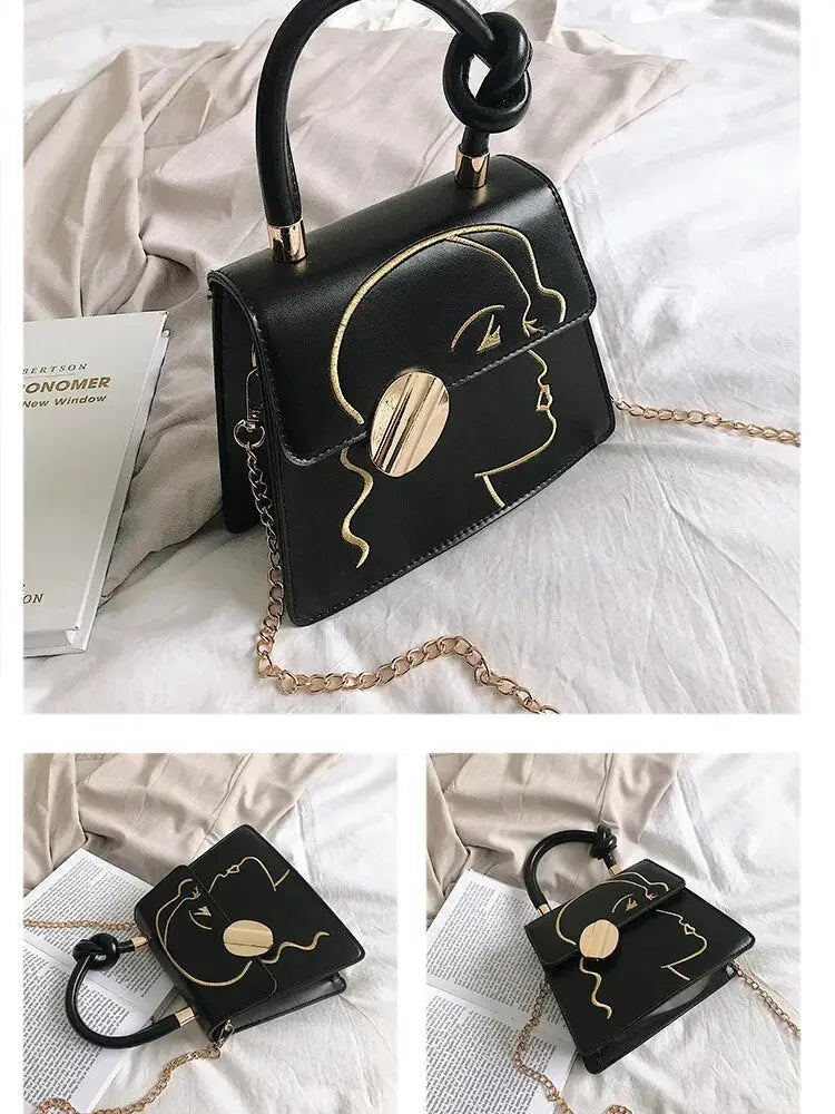 Face Outline Knot Handbags fashionnsio