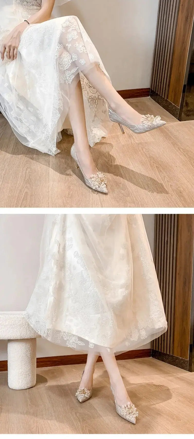 Flower Galaxy Bling Pointed Heels fashionnsio