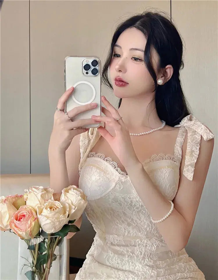 White Lace Embroidery Dress fashionnsio