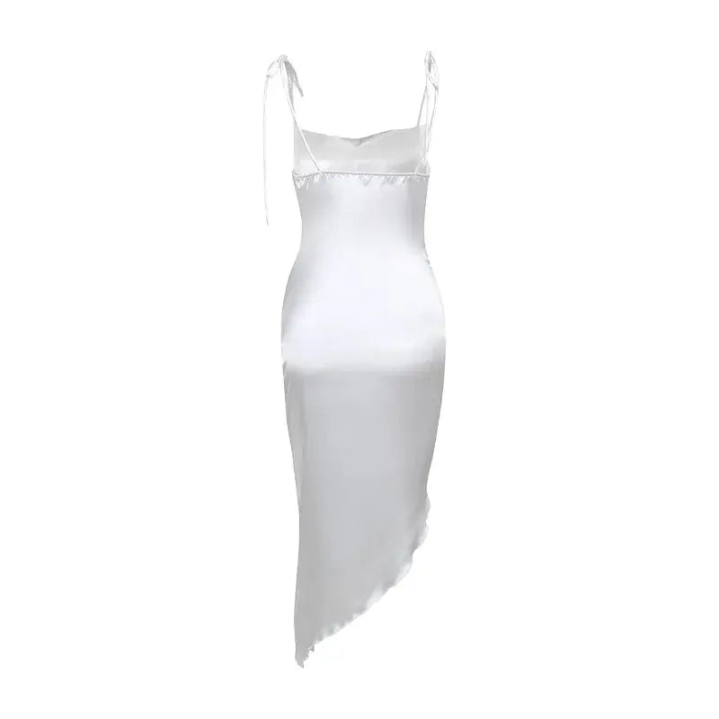 Spaghetti Strap Pleated Irregular Dress fashionnsio