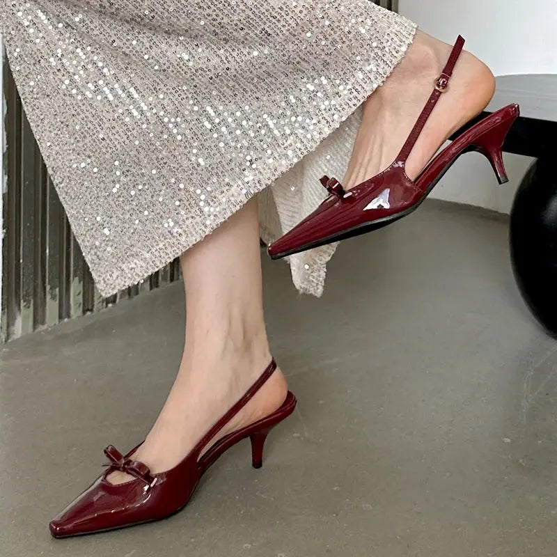 Bow Knot Buckle Pointed Heels fashionnsio