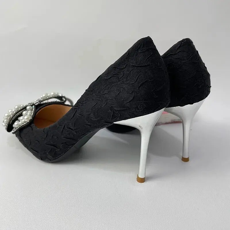 Pearl Fairy Bow Heels fashionnsio